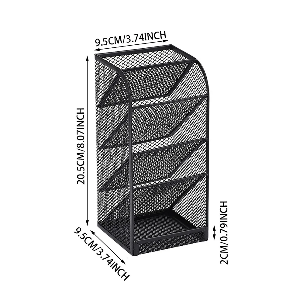 Siatkowy pojemnik na długopisy Wielofunkcyjny, ukośny pojemnik do przechowywania artykułów piśmienniczych 5-gniazdowy metalowy organizer na pędzle do makijażu