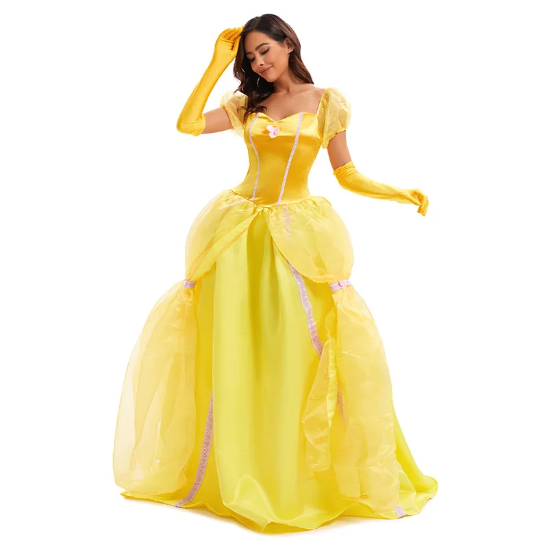 تنورة Beautify Beast Belle Princ التنورة التأثيرية للهالوين ملابس نسائية تقليدية مادة النايلون الربيع