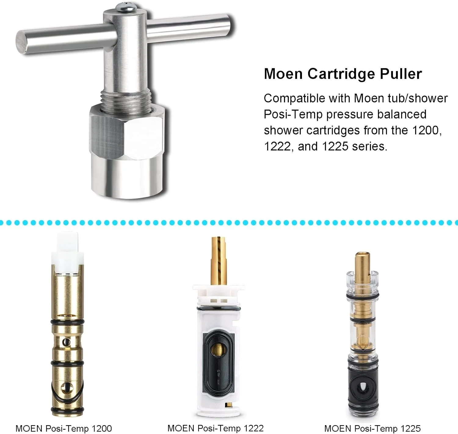 Cartridge Puller Tool For Moen Sink Shower Bathroom Tub Faucets Install Repair Removal for Brass and Plastic Cartridges