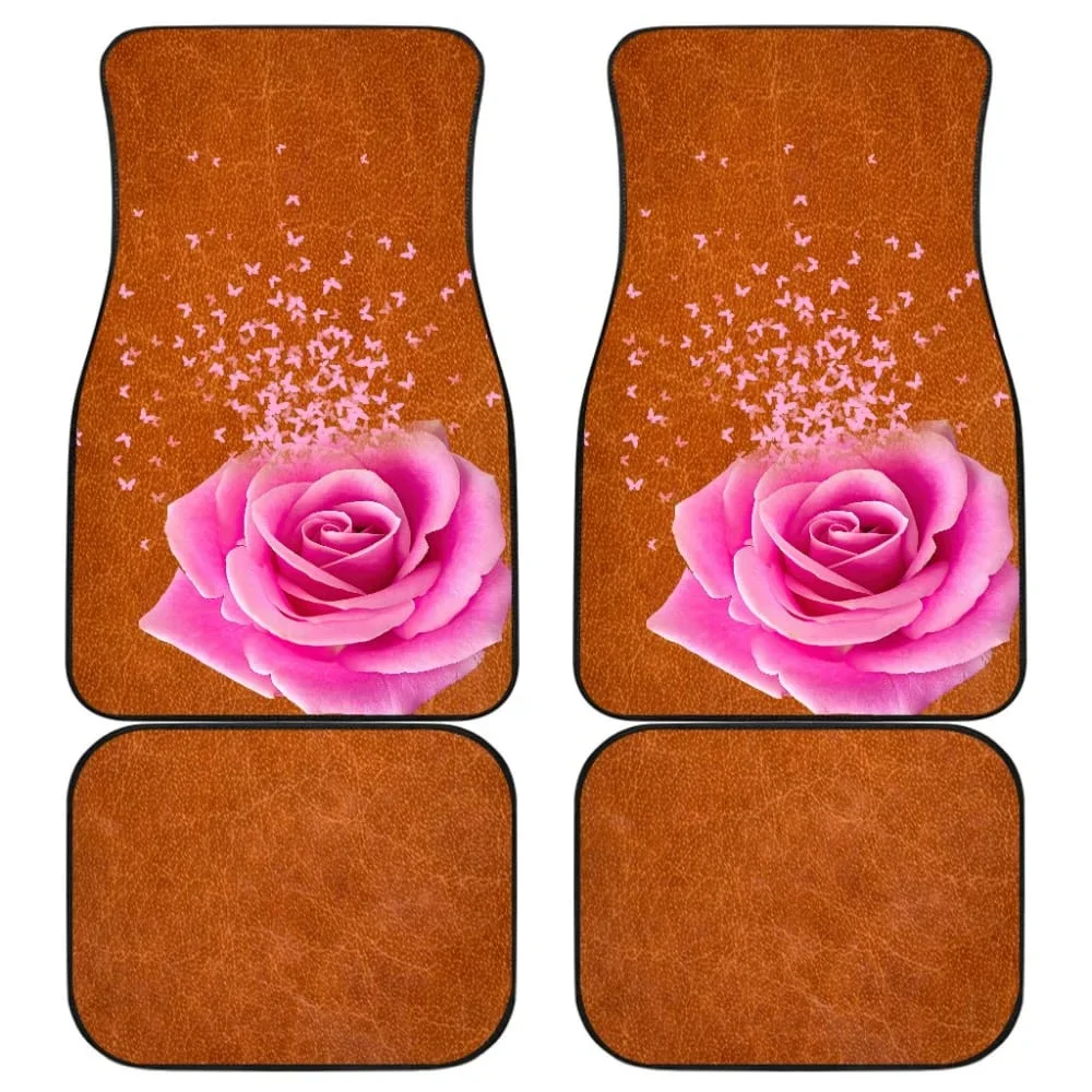 

Butterfly Rose Printed Universal Car Front Rear Floor Mats Anti-Slip Car Mat Carpet Heavy Duty Rubber Protection