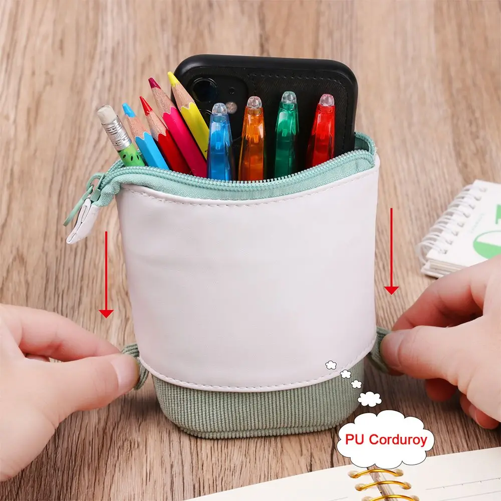 1PC Cute Canvas Retractable Pencil Case Telescopic Holder Stationery Case Organizer Great for Cosmetics Pouch Makeup Bag New