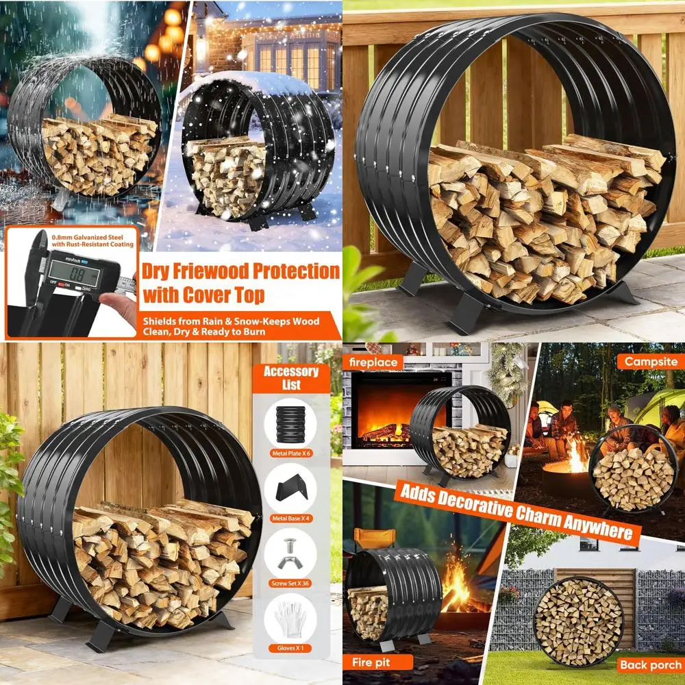 

Heavy-Duty 24 Indoor/Outdoor Firewood Rack with 400 lbs Capacity and Rust-Resistant Cover