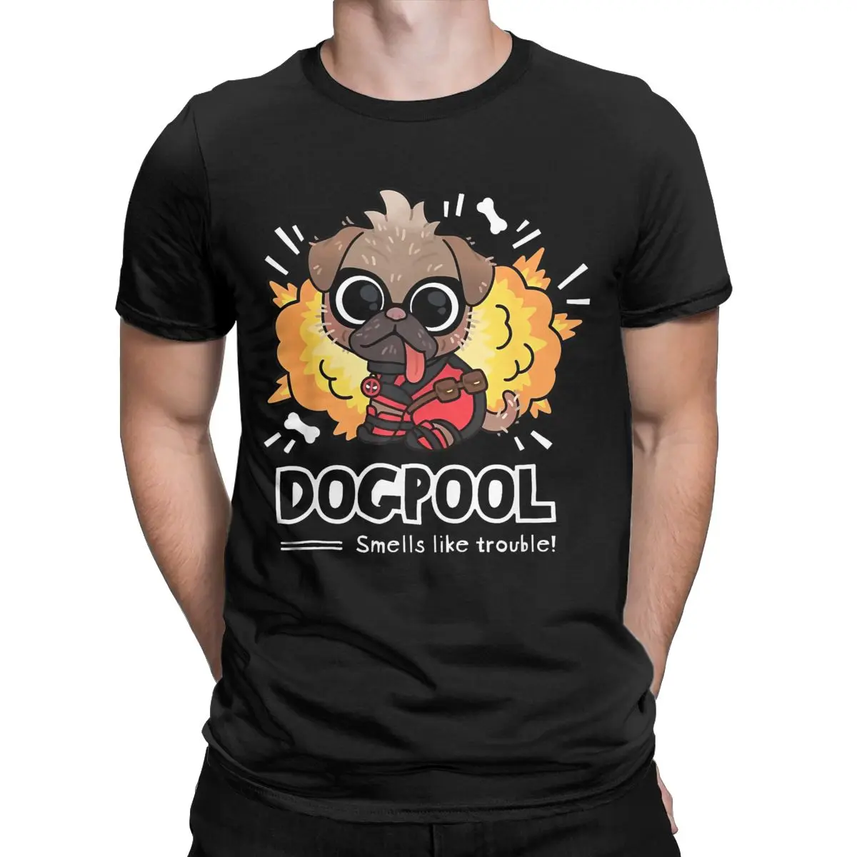 Vintage Deadpool & Wolverine Dogpool T-Shirts Men Cotton T Shirt Smells Like Trouble Short Sleeve Tees Gift Idea merch