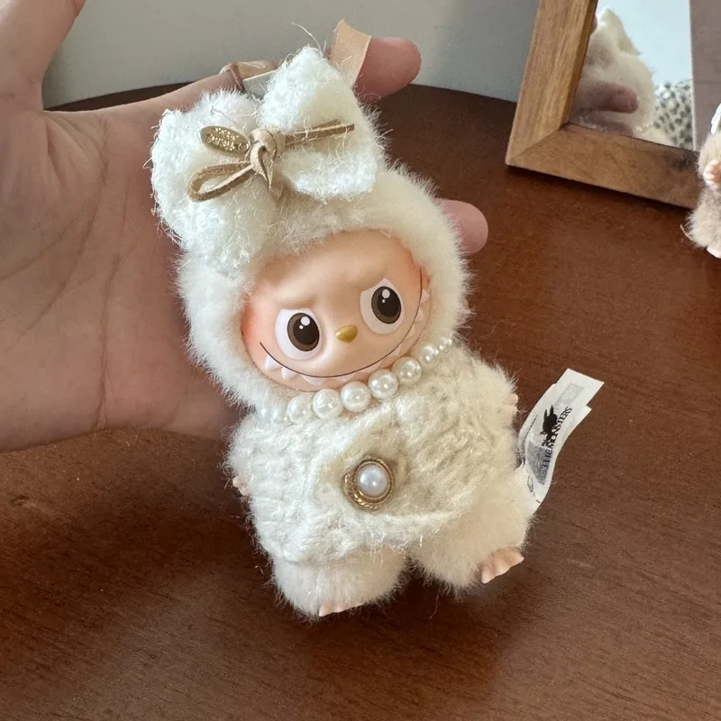 جديد ل Labubu الملابس 4.0 10 سنتيمتر ملابس دمى مجموعة محبوك سترة بيضاء تانك القمم Labubu ملابس دمى استبدال هدايا المهرجان