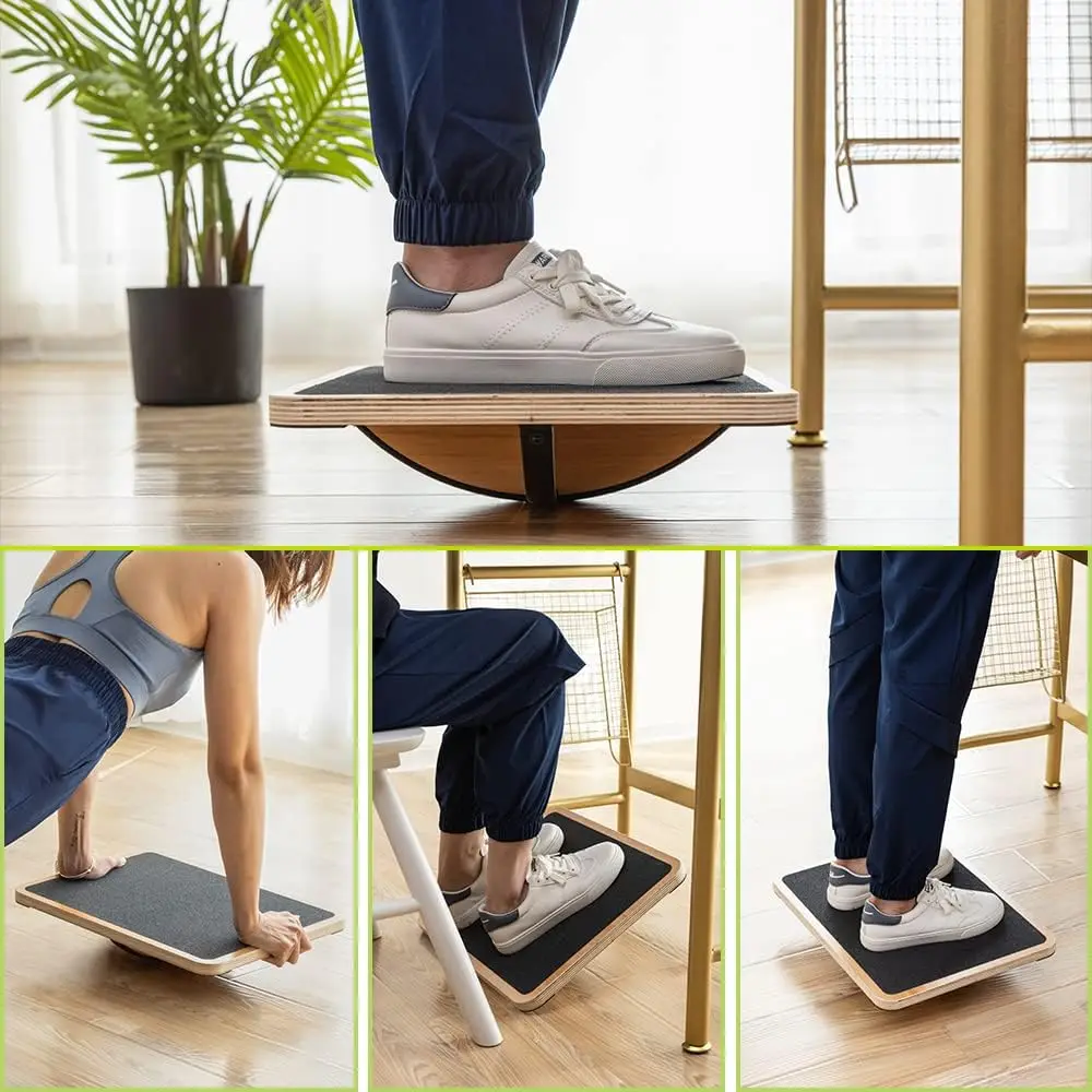 Desk Accessory, Balancing Board for Under Desk, Anti Slip Roller, Core Strength, Stability, Office Wobble Boards