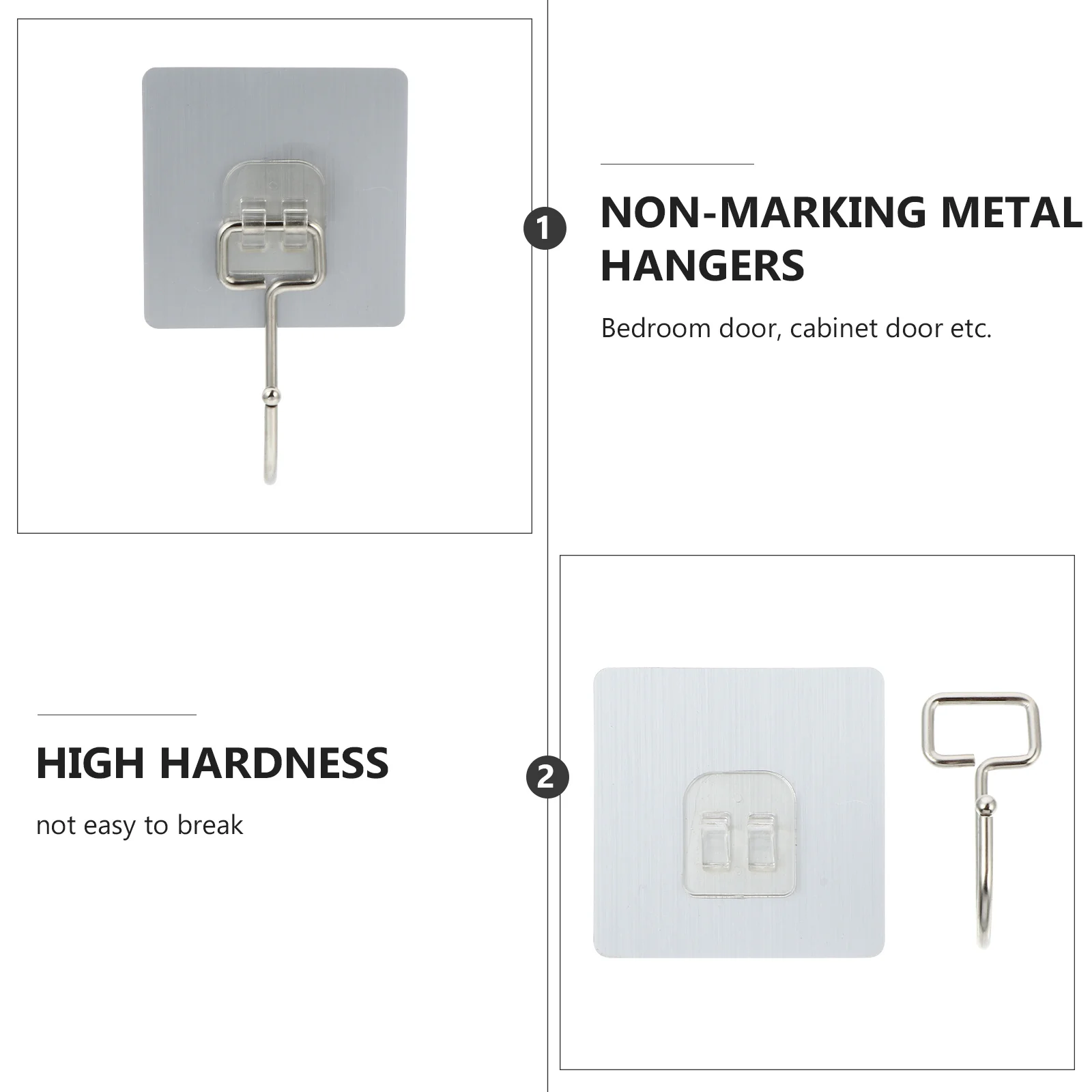 

10Pcs Punch Free Hooks Stainless Steel Adhesive Wall Hangers Bathroom Kitchen Self Adhesive Wall Hooks Waterproof Rust Resistant