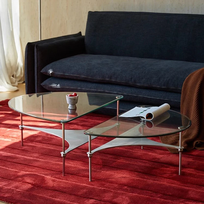 

Modern Decoration Coffee Table Designer Metal Industrial Glass Coffee Table Simple Italian Mesa Auxiliar Living Room Furniture