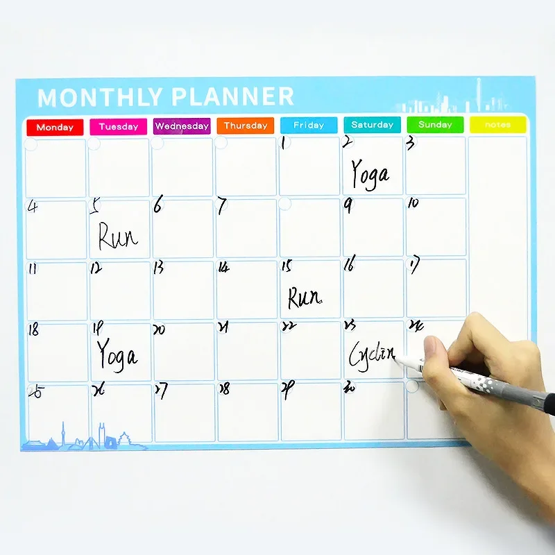 A3 Size Dry Erase Magnetic Whiteboard  Monthly Weekly Planner Calendar Table Blackboard Fridge Sticker Message Board Menu Smart