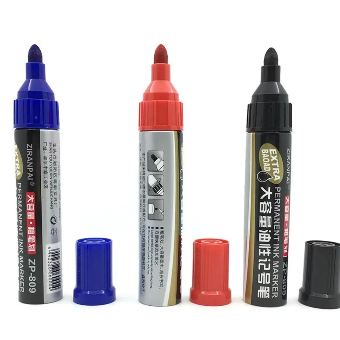 3 Color Large-Capacity Marker 10mm Nib Oil-Based Big-Ended Marker Pen Refillable Waterproof Non-Erasable