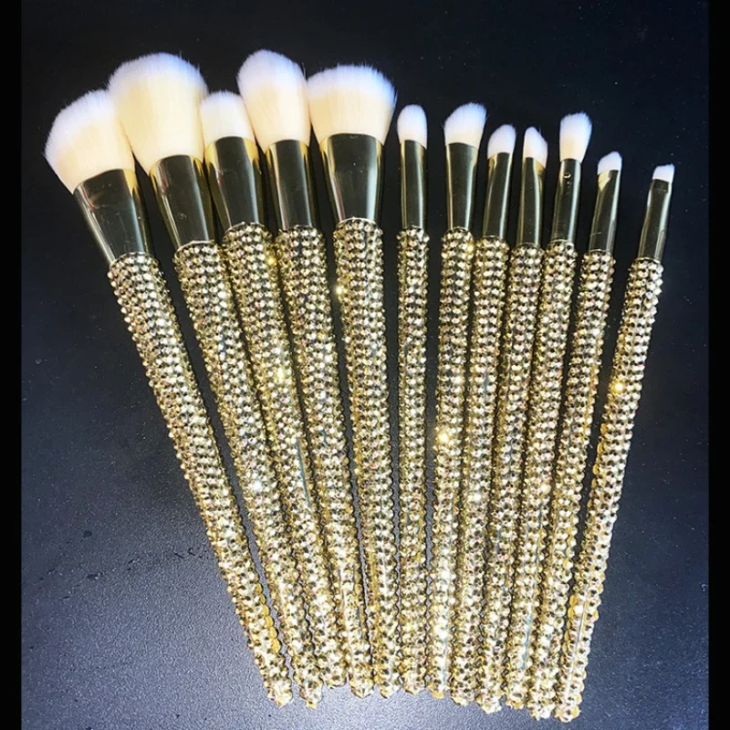 Stick drill Makeup brush 12 pieces of beauty tool set stick gem makeup kit full drill loose powder brush repair brush