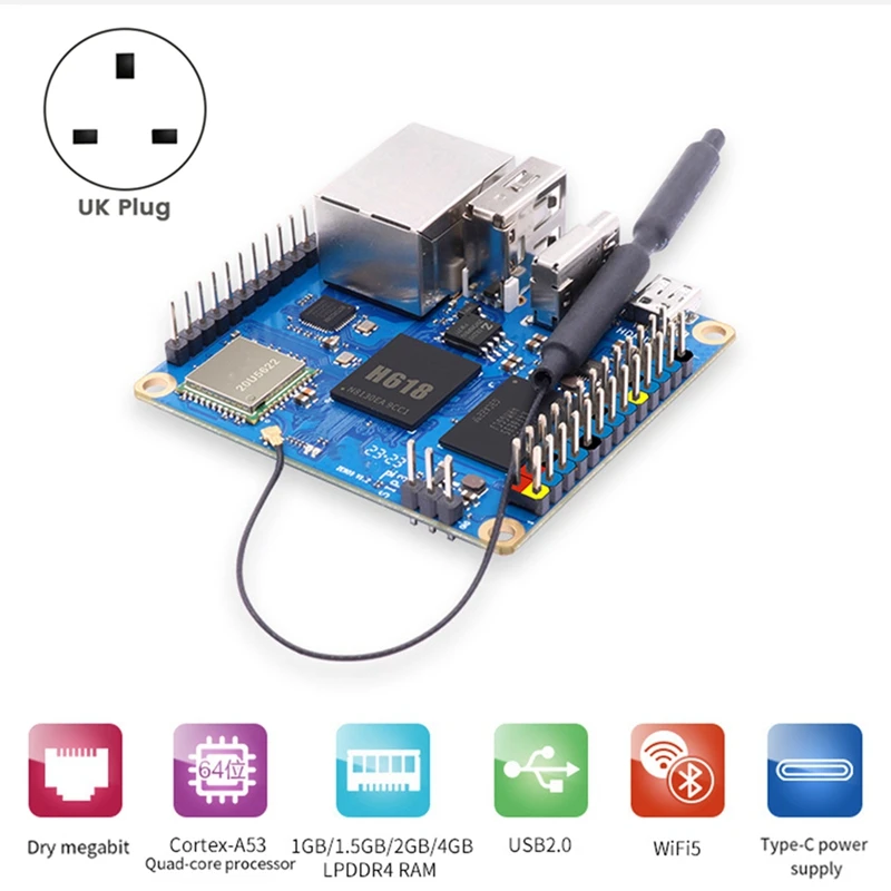 For Orange Pi Zero 3 Development Board 4GB RAM H618 Wifi5+BT 5.0 Gigabit LAN For Android 12 Debian12 Ubuntu22.04