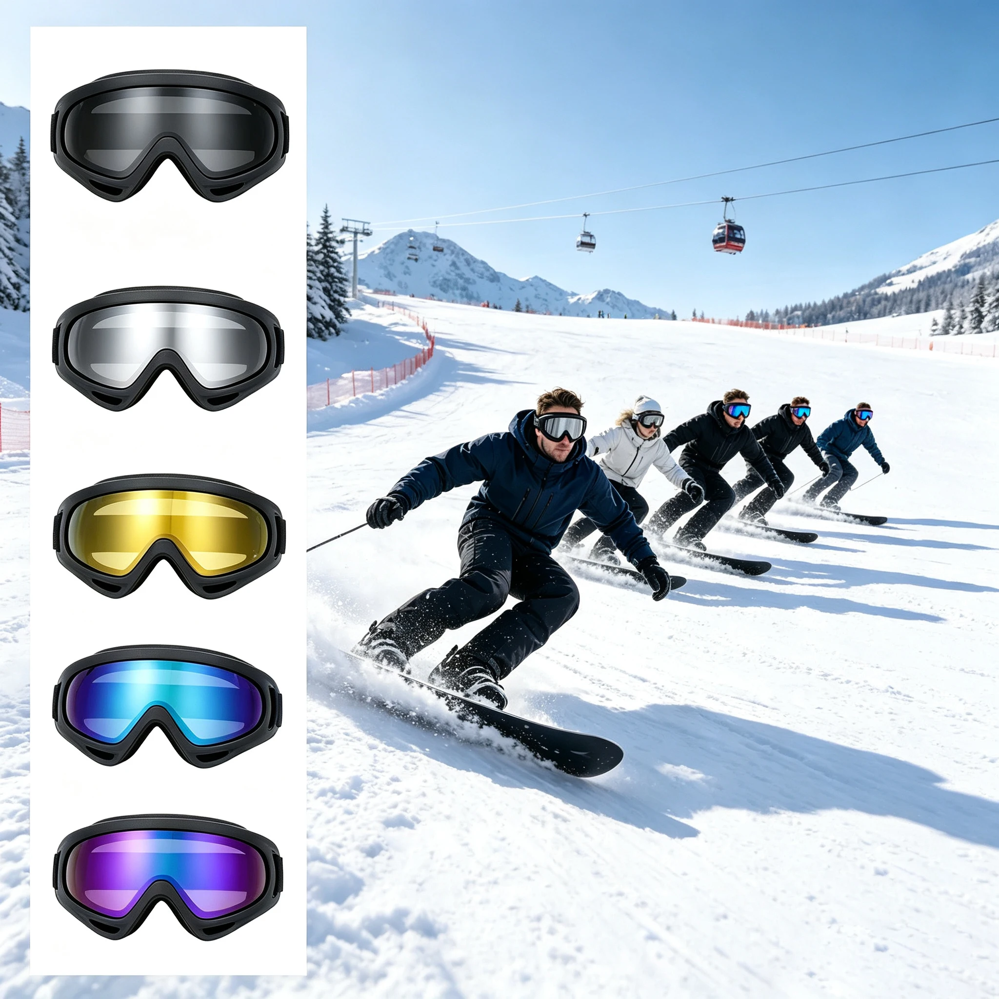 DIZETION 1Pc Winter Windproof Skiing Glasses Goggles Outdoor Sports Eyewear Glasses Ski Dustproof Cycling Lens Frame Sunglasses