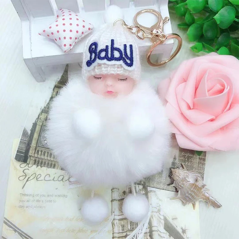 لطيف الكرتون النوم دمية المفاتيح الفراء الكرة أفخم المفاتيح كيرينغ المرأة حقيبة يد سيارة مفتاح حامل حقيبة قلادة لعب للأطفال هدية
