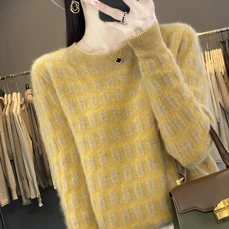 Women New Cashmere Sweater O-Neck Pullover Knitted Casual Sweater Winter Long-Sleeved Warm High-Grade Jumper cashmere sweater4XL