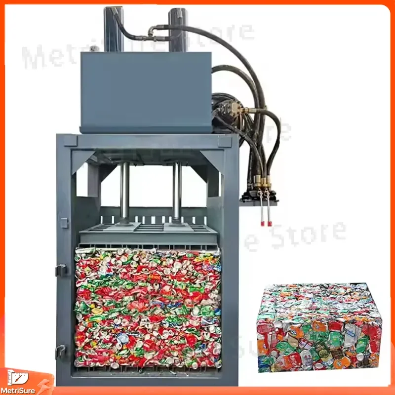 Hydraulic Vertical Baler for PET Bottles Cardboard Cartons Metal Aluminum Cans Fibers Waste Compression Recycling