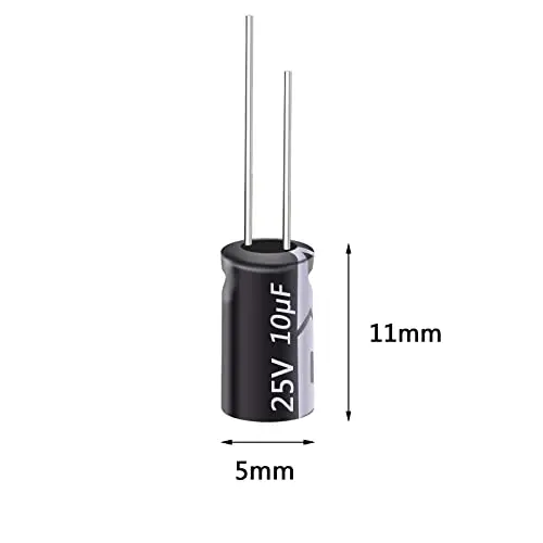 100 Pcs 10UF Capacitor 5x11mm(0.2 x0.43in) 25v Electrolytic Capacitor Radial High Frequency Axial