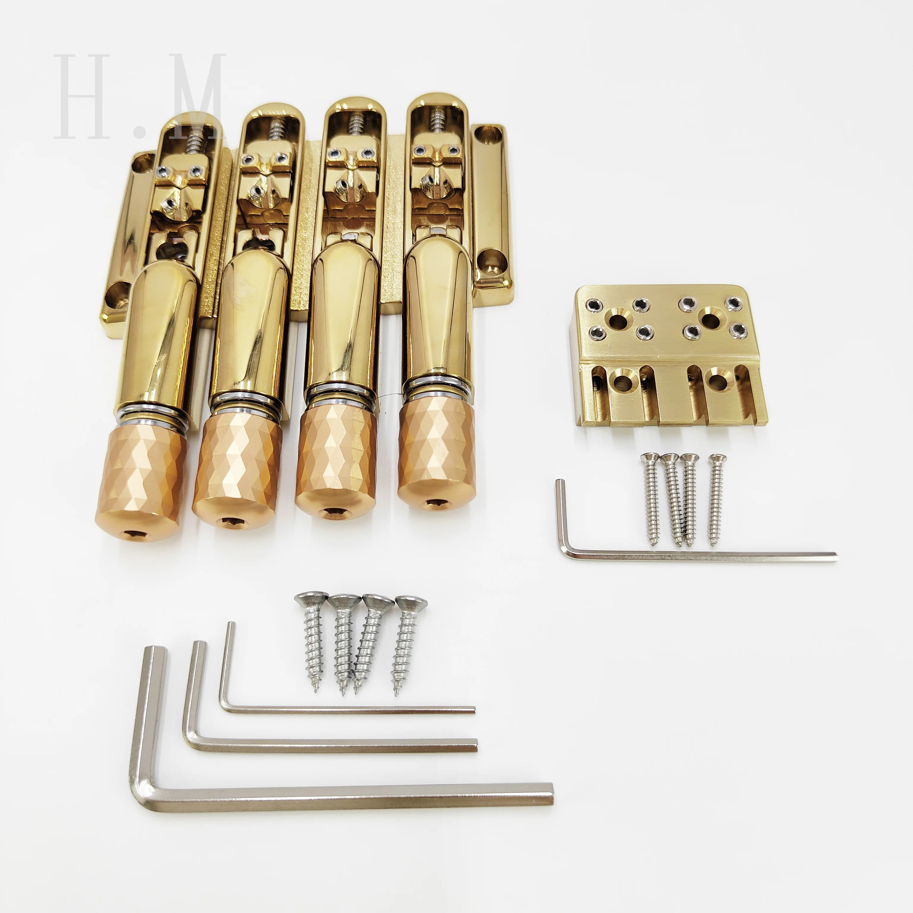 Picture 5: High-grade headless bass four-string copper code bridge pull string plate 4-string headless electric bass accessory bridge