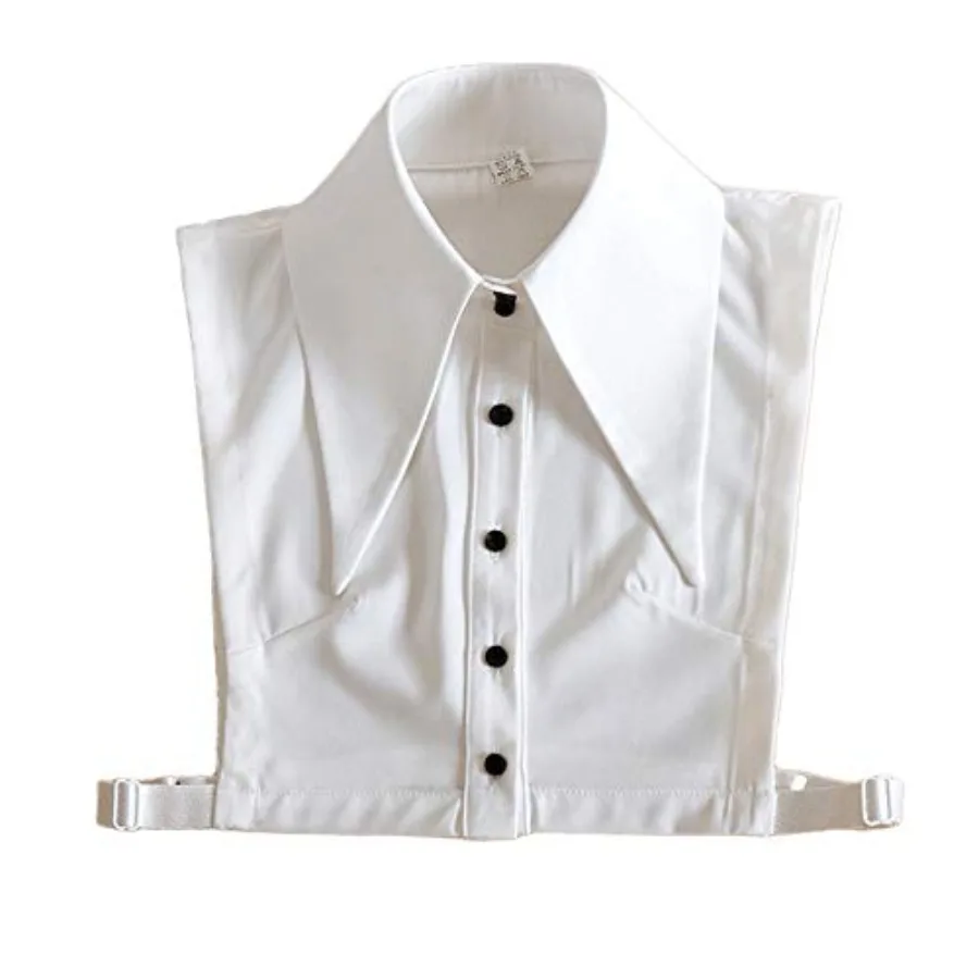 

Lady's Detachable False Collar Half Shirt Blouse Pointed Triangle Lapel Fake Collar Dickey Collar White