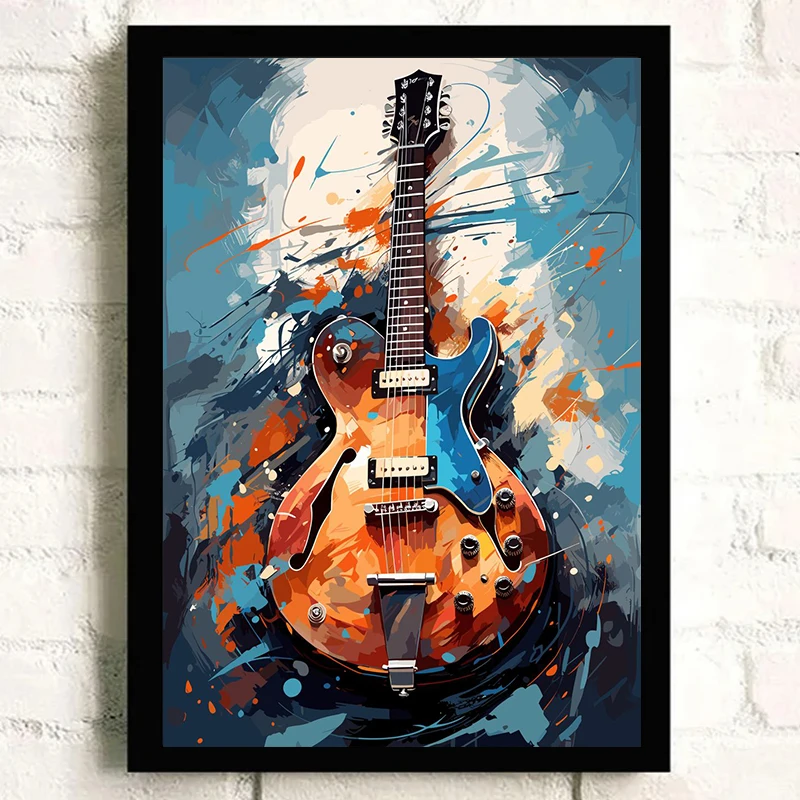 Guitar Collection Poster Abstract oil painting Canvas printing wall art decoration hanging painting For Home Living Room decor