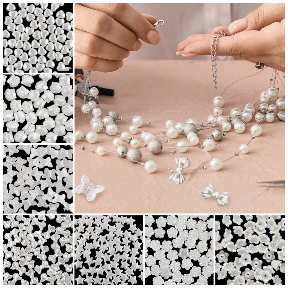 

Бусины из АБС-пластика с имитацией жемчуга и узлом-бабочкой, 50 шт.