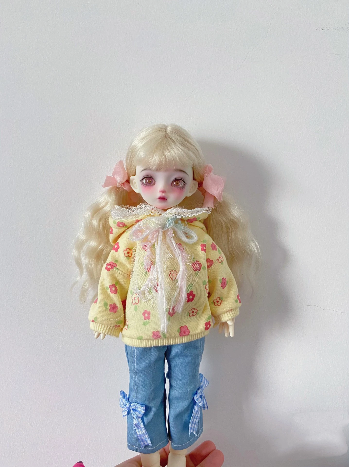 

Bjd clothes dress 1/6 30cm Yellow floret sweater jeans suit skirt (Fit Azone,ICY, JerryB, 1/6 Doll Accessories)