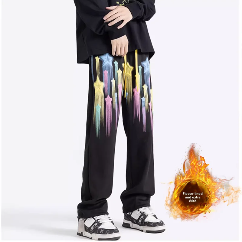 

Мужские повседневные брюки с начесом, широкие, свободного кроя, прямые, весна-осень, больших размеров, от Dkmesa