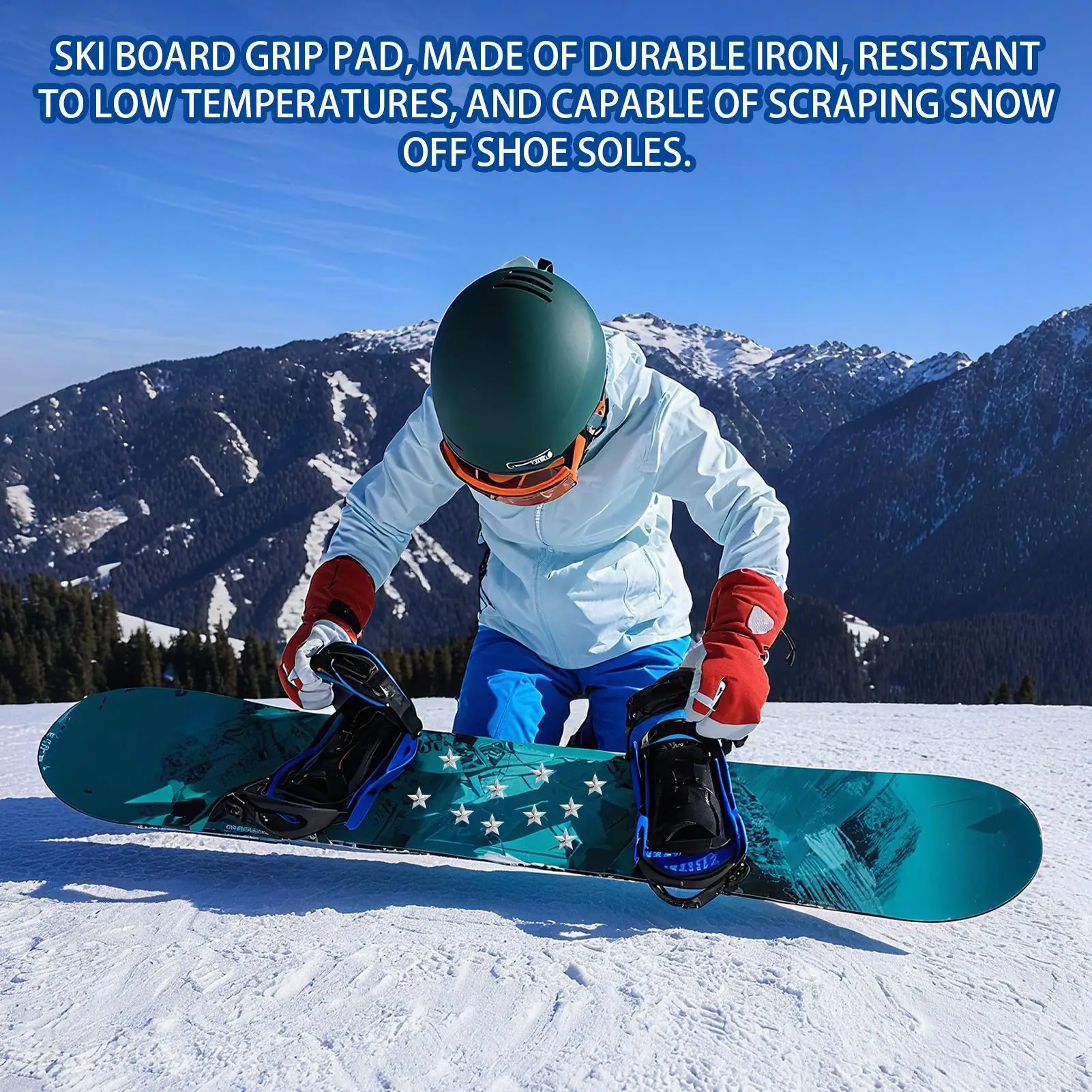 Ski Board Grip Pad 10 Pieces Adhesive Anti-Slip Pentagram Star Snowboard Stomp Pad For Women Men Adults Teens Beginners