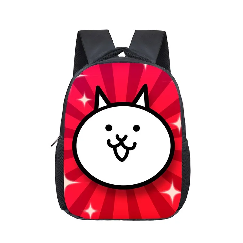 12 inch Game The Battle Cats Backpack Children School Backpack For Girl Boy Kindergarten Mini Portable Bags Rucksack Mochila