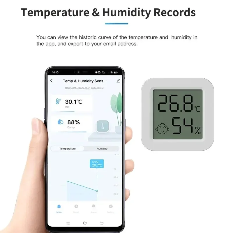 Tuya-Capteur de température et d\'humidité Bluetooth, LCD, Therye.com, Mini hygromètre électrique intelligent, télécommande pour la maison, le plus