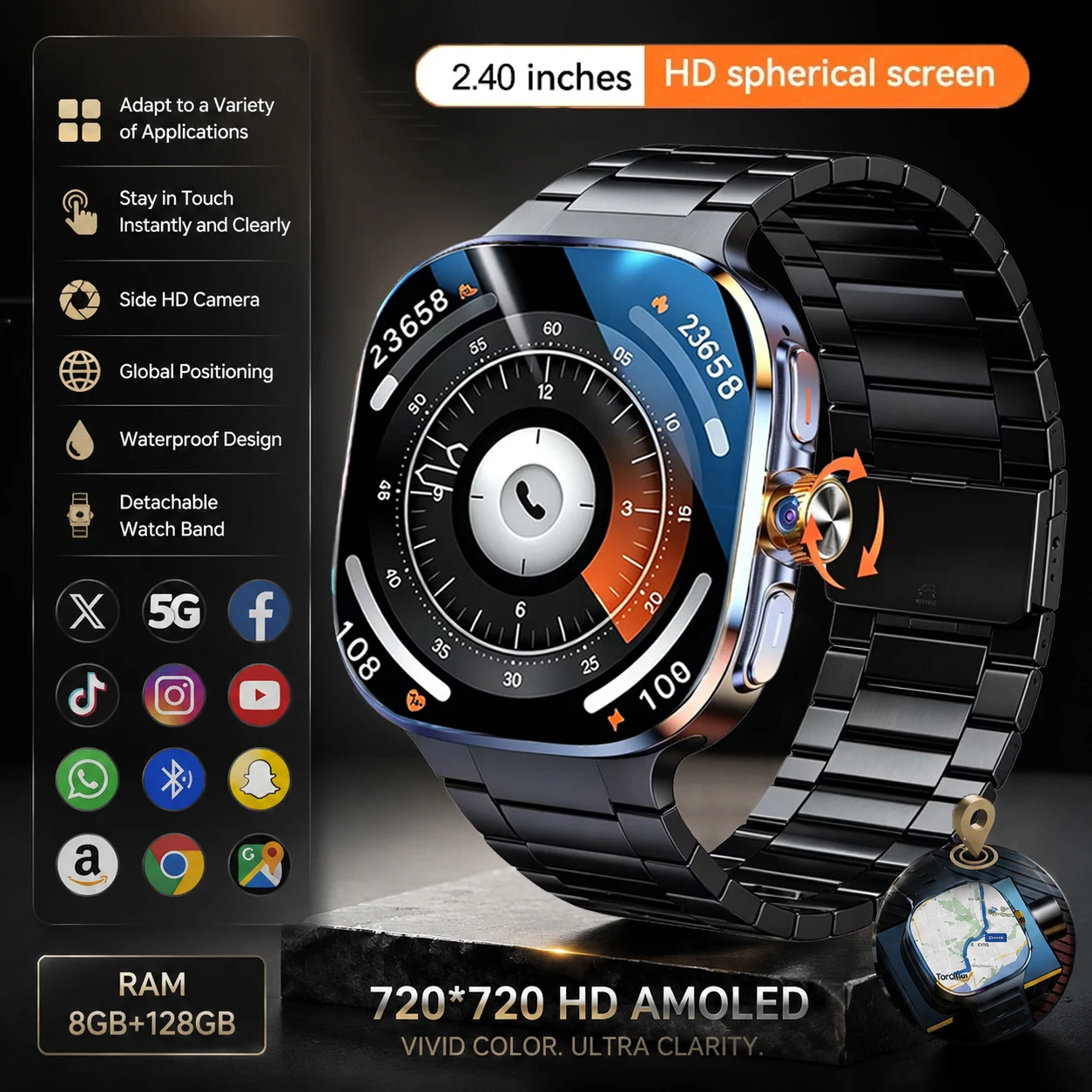 4G/5G Smart Watch Women 2.40 inch AMOLED 16GB+256GB RAM 2100mah HD Camera GPS WIFI Google APP Download Smartwatch Men Android 10