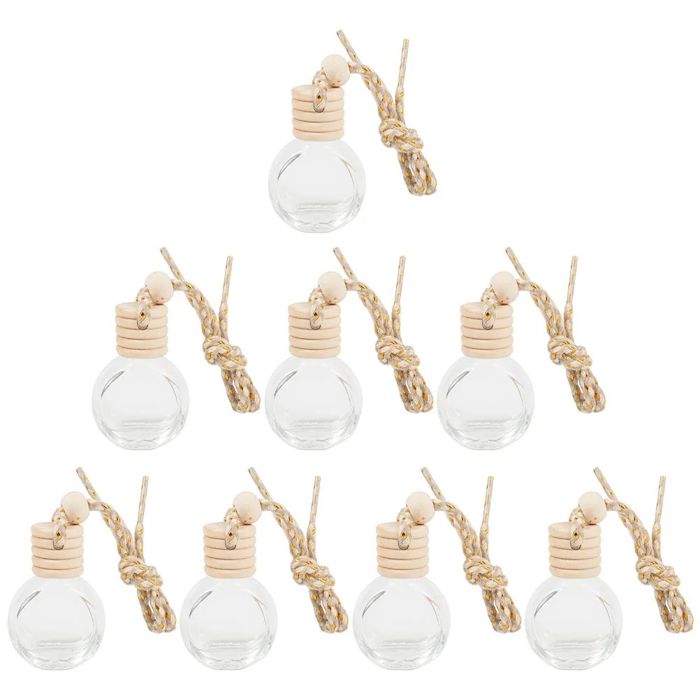 

8Pcs 10Ml Empty Perfume Bottles Clear Glass Mini Containers for Car Air Freshener Essential Oil Diffuser Pendant Use