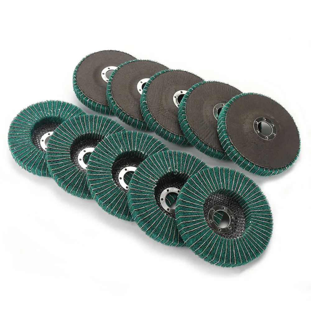 4/4.5/5 "ألياف النايلون رفرف إطارات لامعة غير المنسوجة قرص الطحن لطاحونة زاوية المعادن النجارة تلميع القرص جلخ