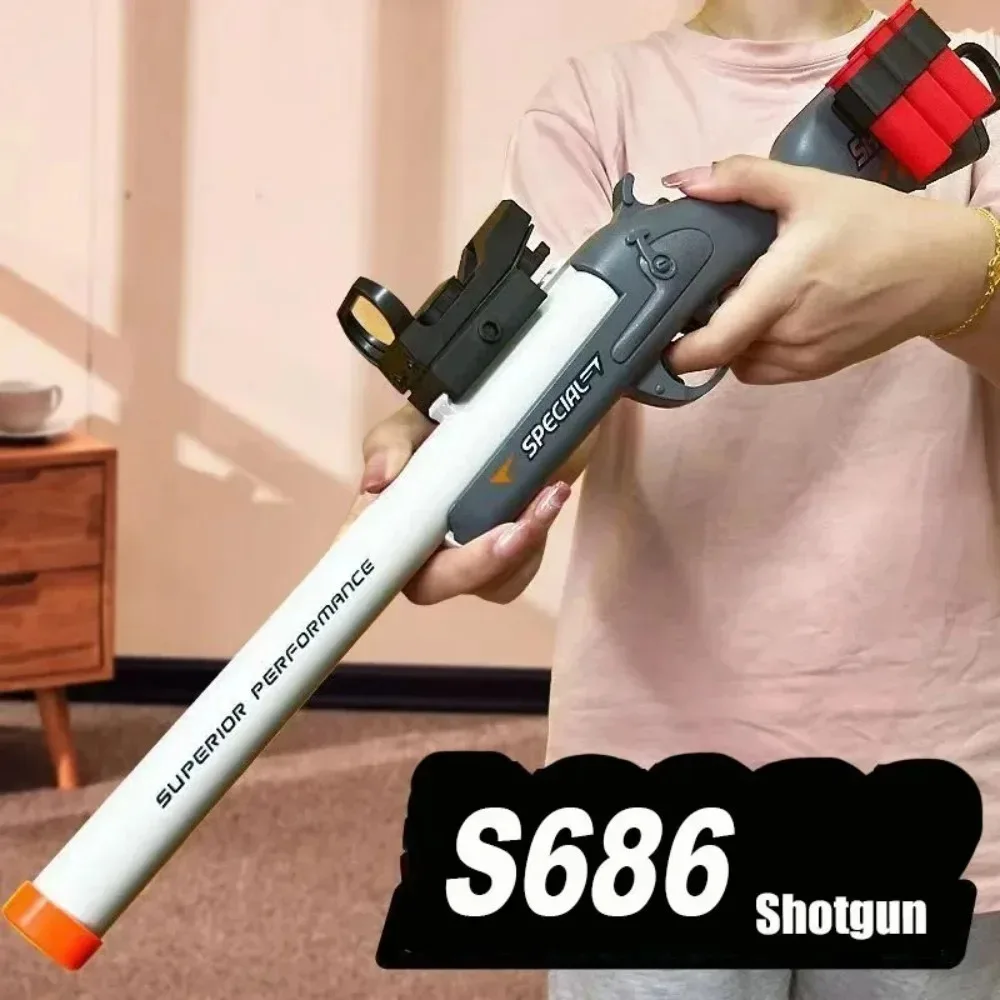 S686 Spray Shell Soft Bullet Gun Can Be Fired Toy Gun Manually Loaded Outdoor Sport CS Game Weapon for Children Boys Gift