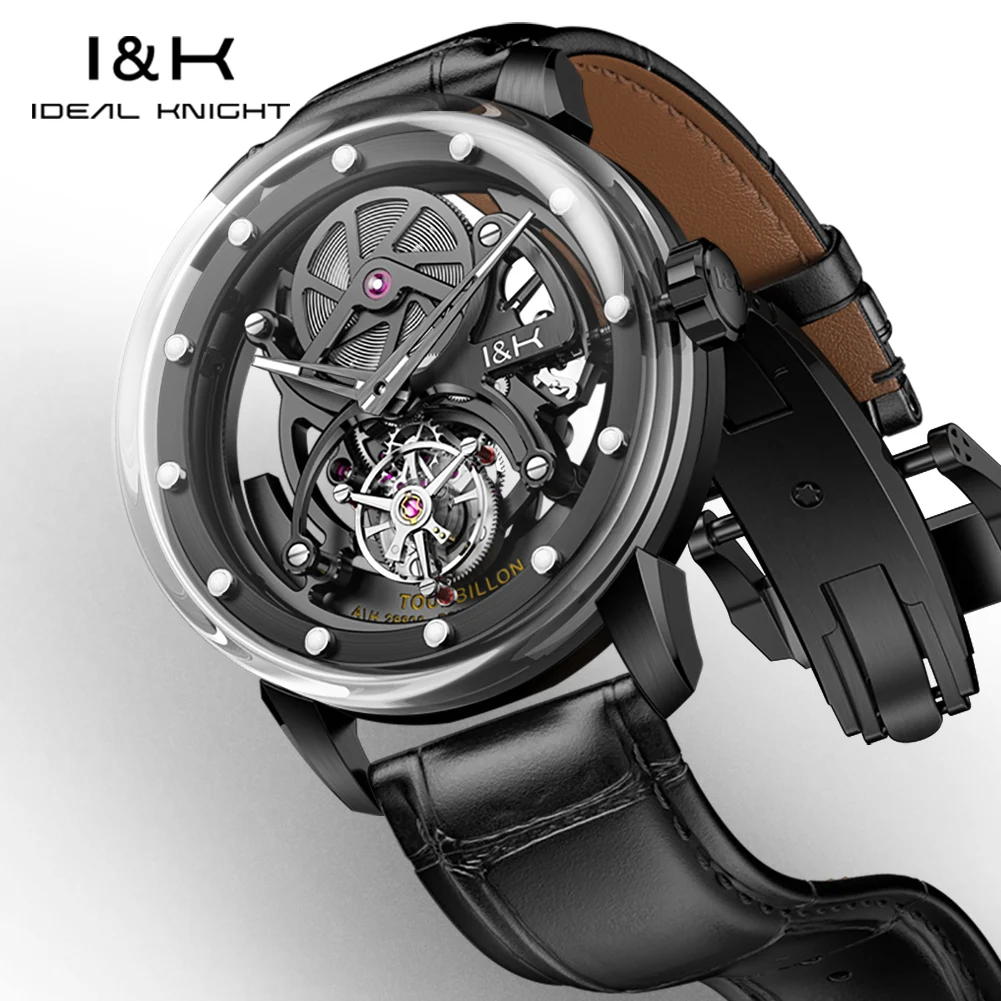 

IDEAL KNIGHT Transparant Hollowed Fully Automatic Mechanical Wristwatches Limited-edition Luxury Real Tourbillon Watches for Men