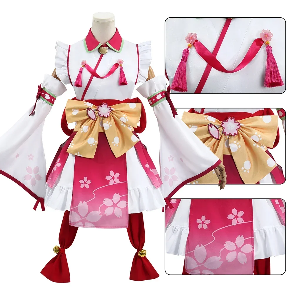 

New Anime Vtuber Hololive Sakura Miko Cosplay Costume Women Maid Dress Kimono Haori Yukata Lolita Uniform Halloween Xmas Clothes