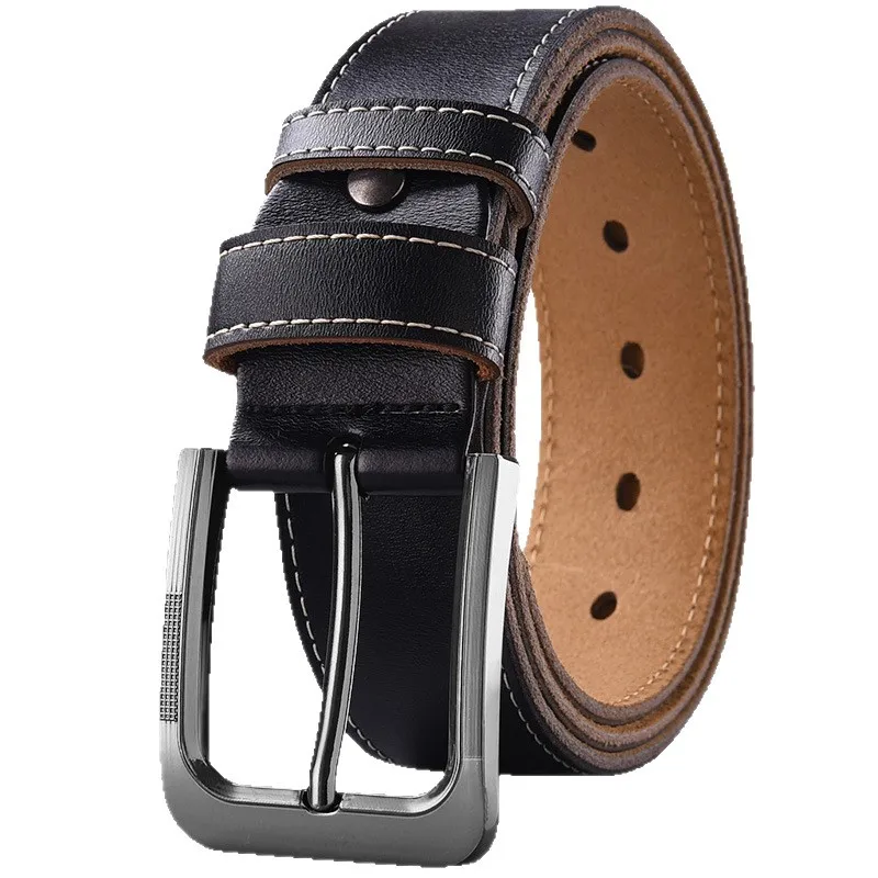 Herren Echtleder Gürtel ohne Schnalle im Vintage-Stil 105-140 150 160 170cm Übergröße Rindsleder Taillengürtel mit Dornschließe Zubehör – Detail 10