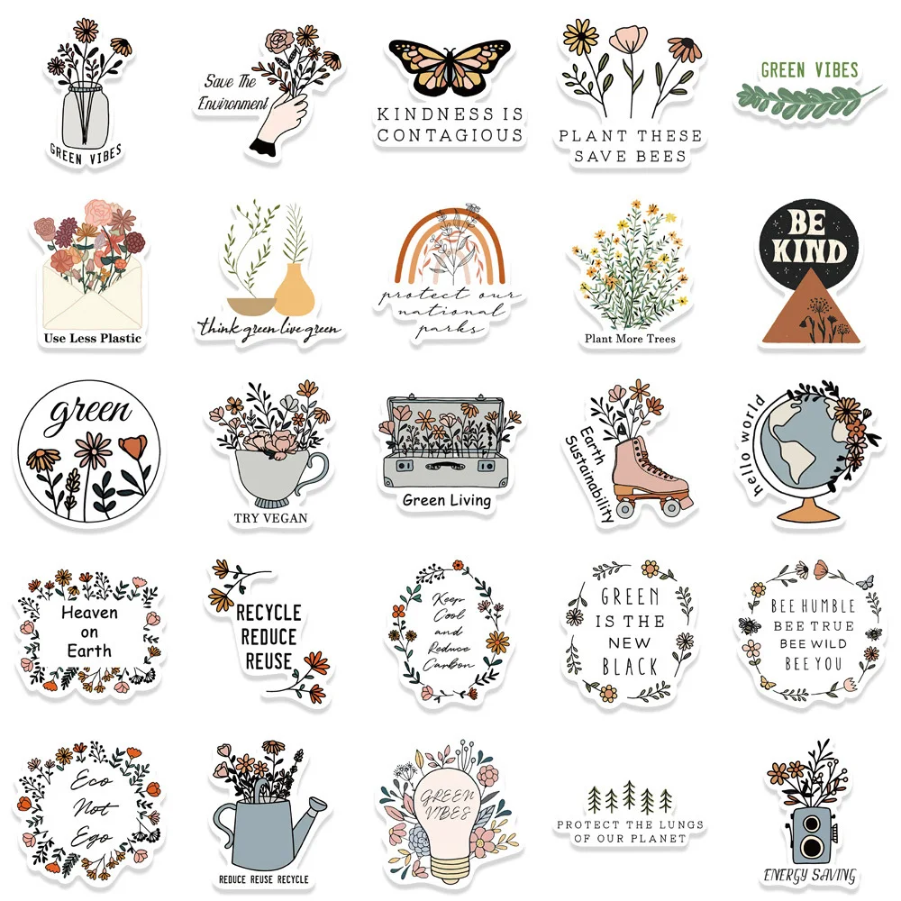 10/30/50 szt. Naklejki w stylu boho retro z motywacyjnymi frazami, kreskówkowe naklejki DIY do scrapbookingu, na notatnik, walizkę, estetyczne naklejki dekoracyjne
