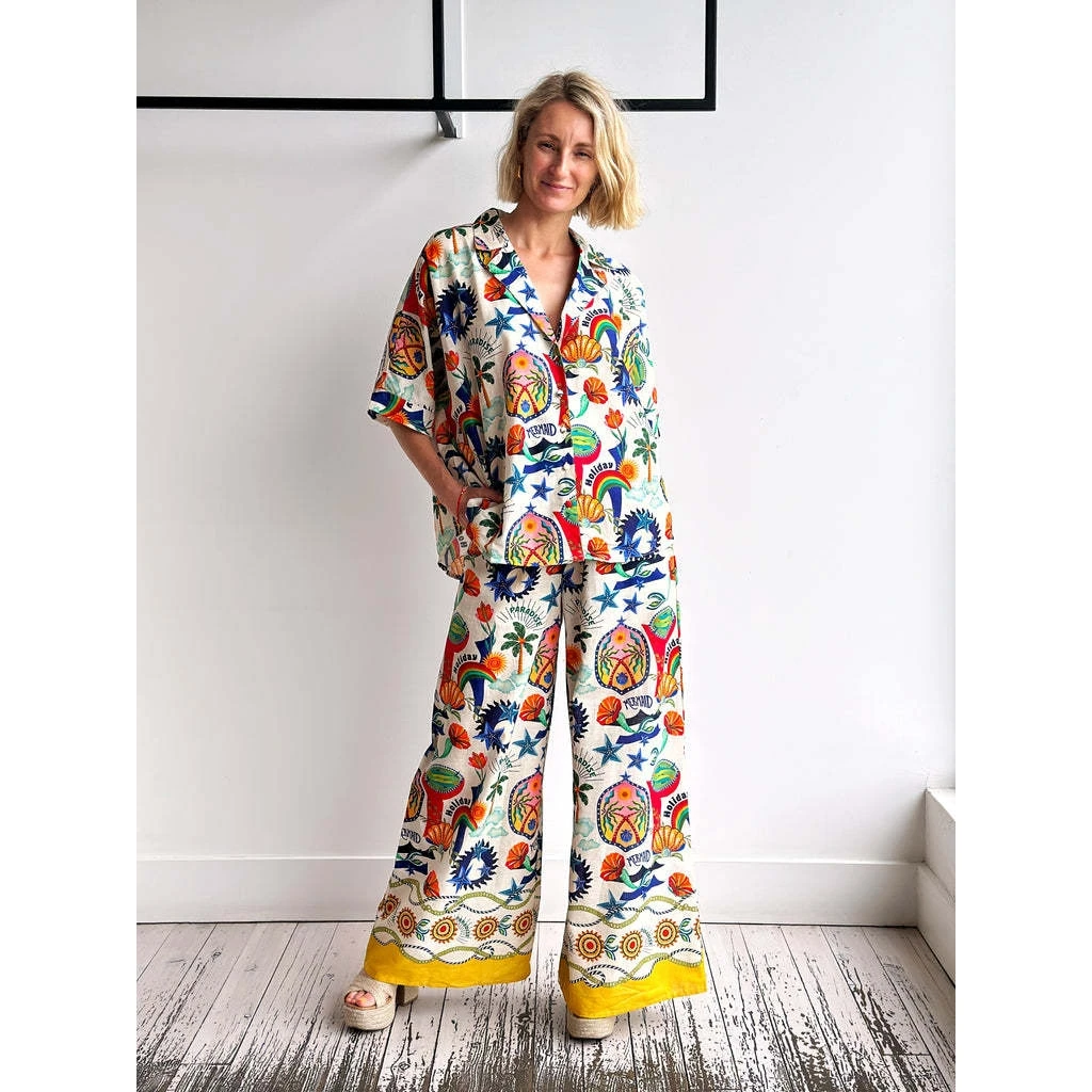 

Новинка 2024, модный льняной костюм с воротником, повседневный универсальный длинный брюки с высокой талией, женский ансамбль Ele Independent Station