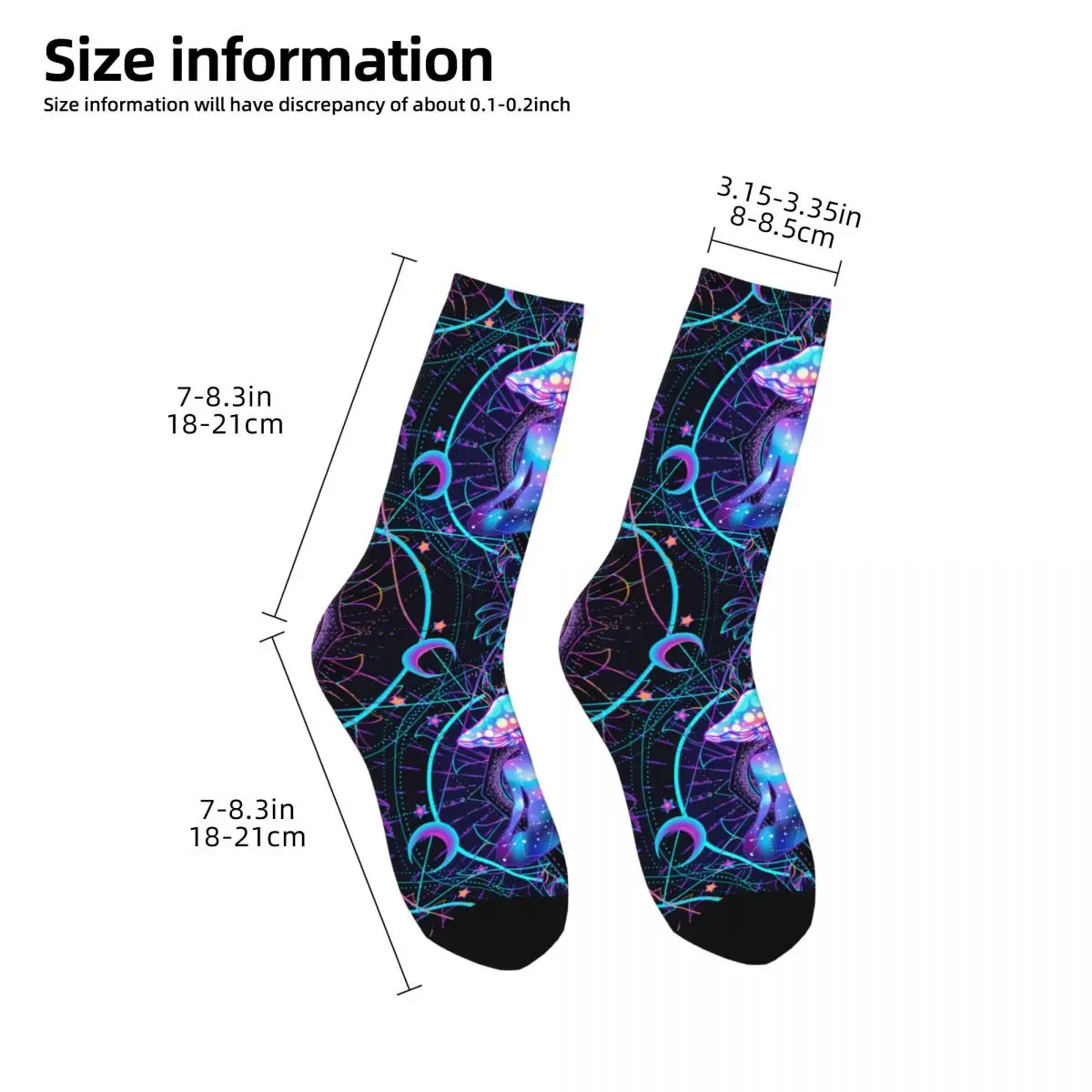 Crazy Sock for Men Psychedelic Magic Mushrooms Harajuku Psychedelic Pattern Breathable Pattern Printed Crew Sock Casual Gift