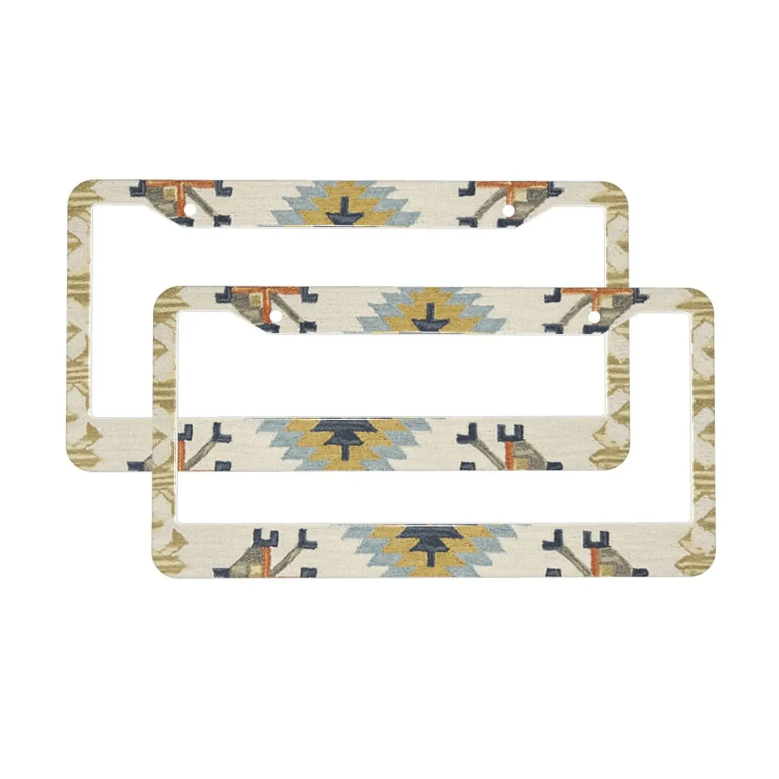 Bohemian Aztec Geometric Pattern Standard Aluminum Alloy Car License Plate Cover Car Accessories Waterproof License Plate Cover