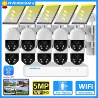 10Channel 5MP Battery Solar Powered Cctv Camera Kit 10CH Outdoor Wireless Wifi Solar Dual Light Source Security Camera System