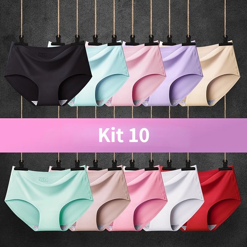 

kit 10 pieces women seamless panties/ice silk panties/panties sexy mid-waist breathable panties/women large size underwear panti