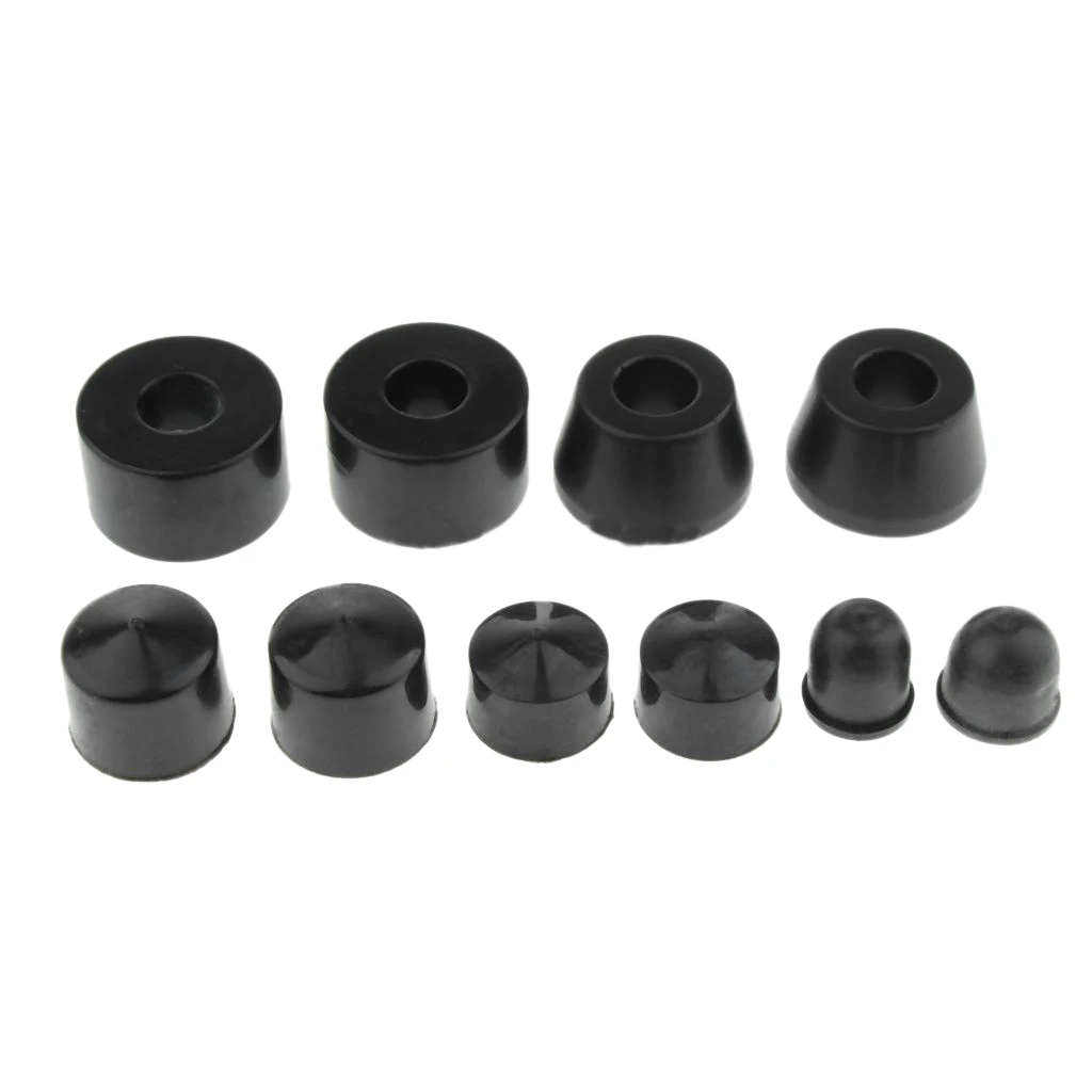 10Pcs Longboard Skateboard Bushings Conical Cylinder Bushing Pivot Cups Set Accessories for Longboard Truck Black