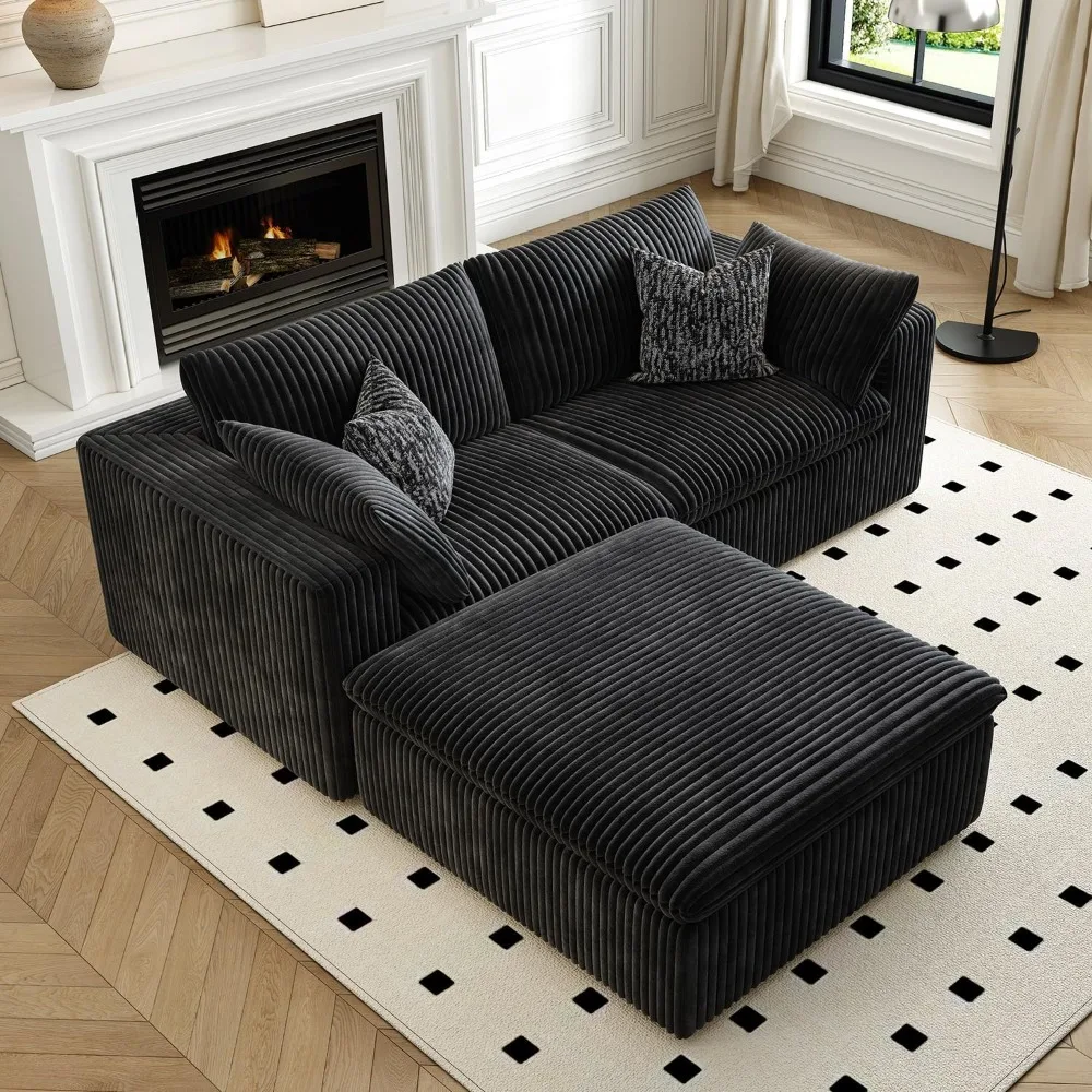 أريكة مقطعية مع أغطية وسائد قابلة للإزالة - أريكة حديثة بسيطة لغرفة المعيشة والمكتب وأقسام السرير المنزلية #3