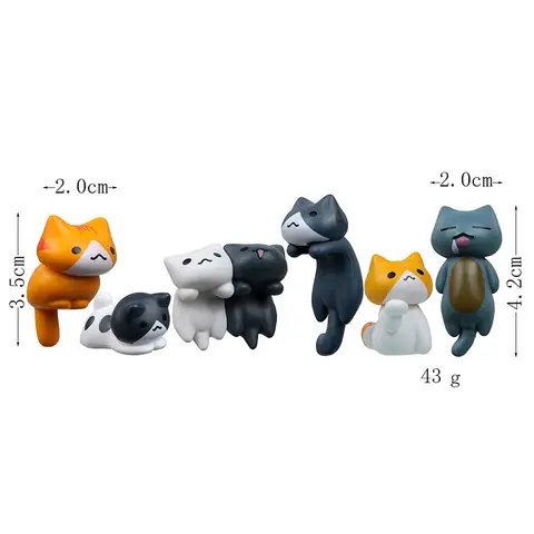 Figuras de Mini gatos en miniatura, adorno de animales, casa de muñecas de jardín de hadas, micropaisaje, decoración de maceta, regalo para coleccionar, 6 uds.