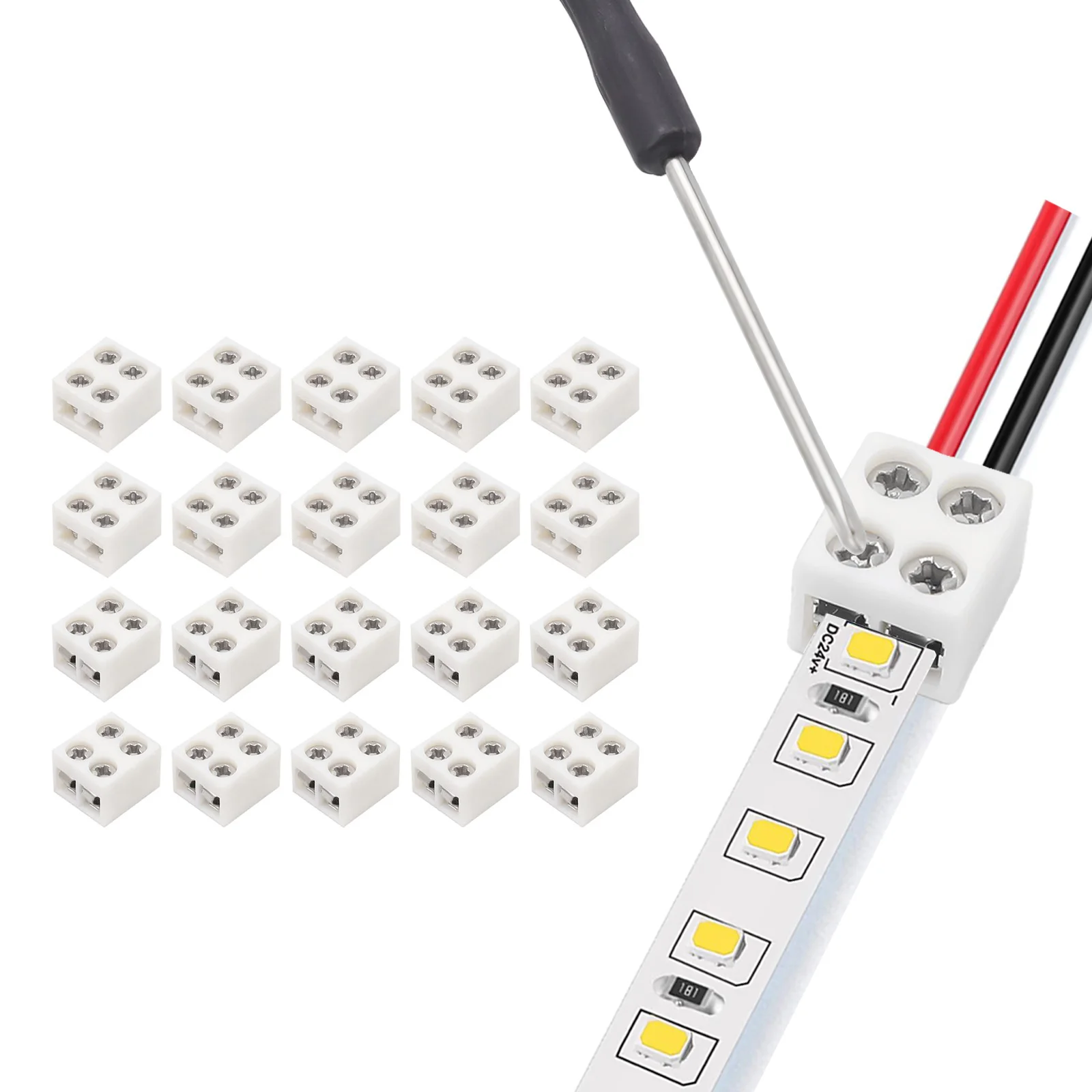 

Разъем для ленты, разъем для подсветки, 2-контактный, 20 шт., 5 В, 12 В, 24 В, 6 А, IP65, водонепроницаемый светодиодный адаптер, светодиодные ленты