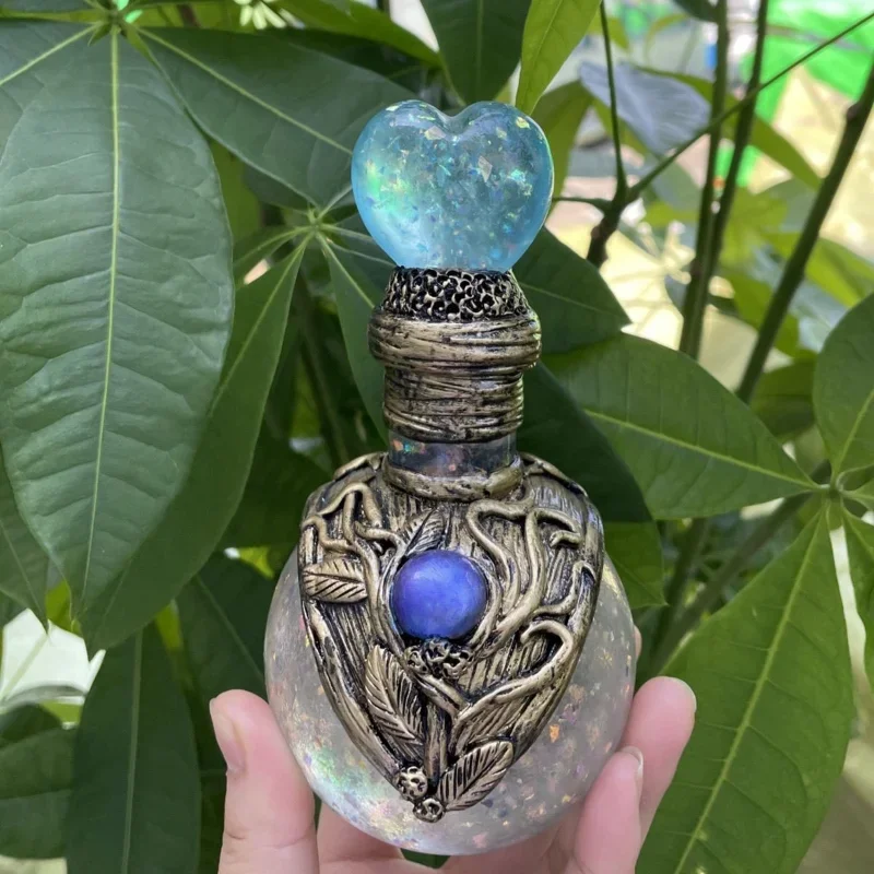 Resin Moon Magic Potion Bottle for Cosplay Halloween Decor Black Wizard and Witch Costume Props