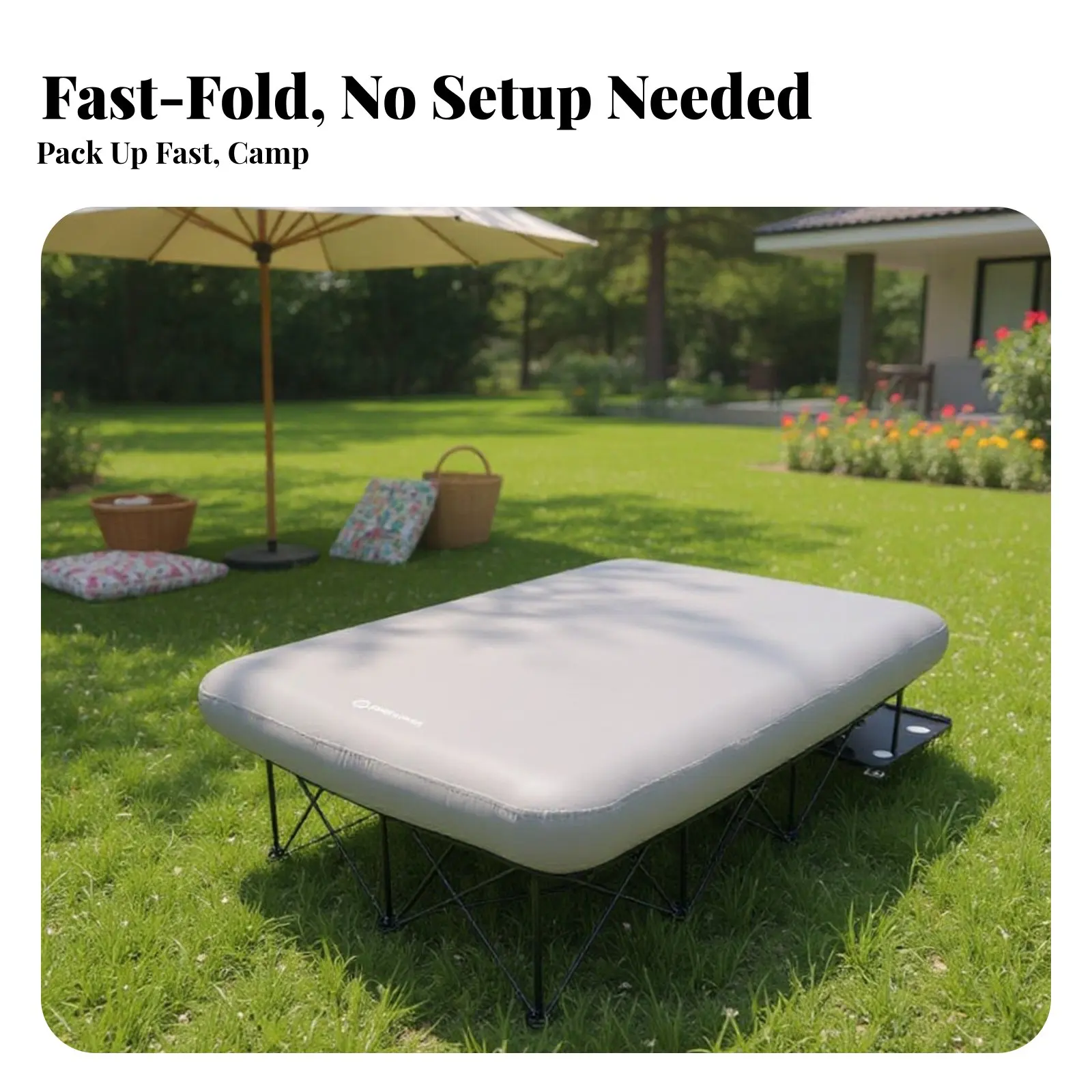 

Надувная двуспальная кровать, складной матрас для кемпинга, надувная кровать с подъемным основанием, быстросборная рама, съемный матрас, усиленная конструкция