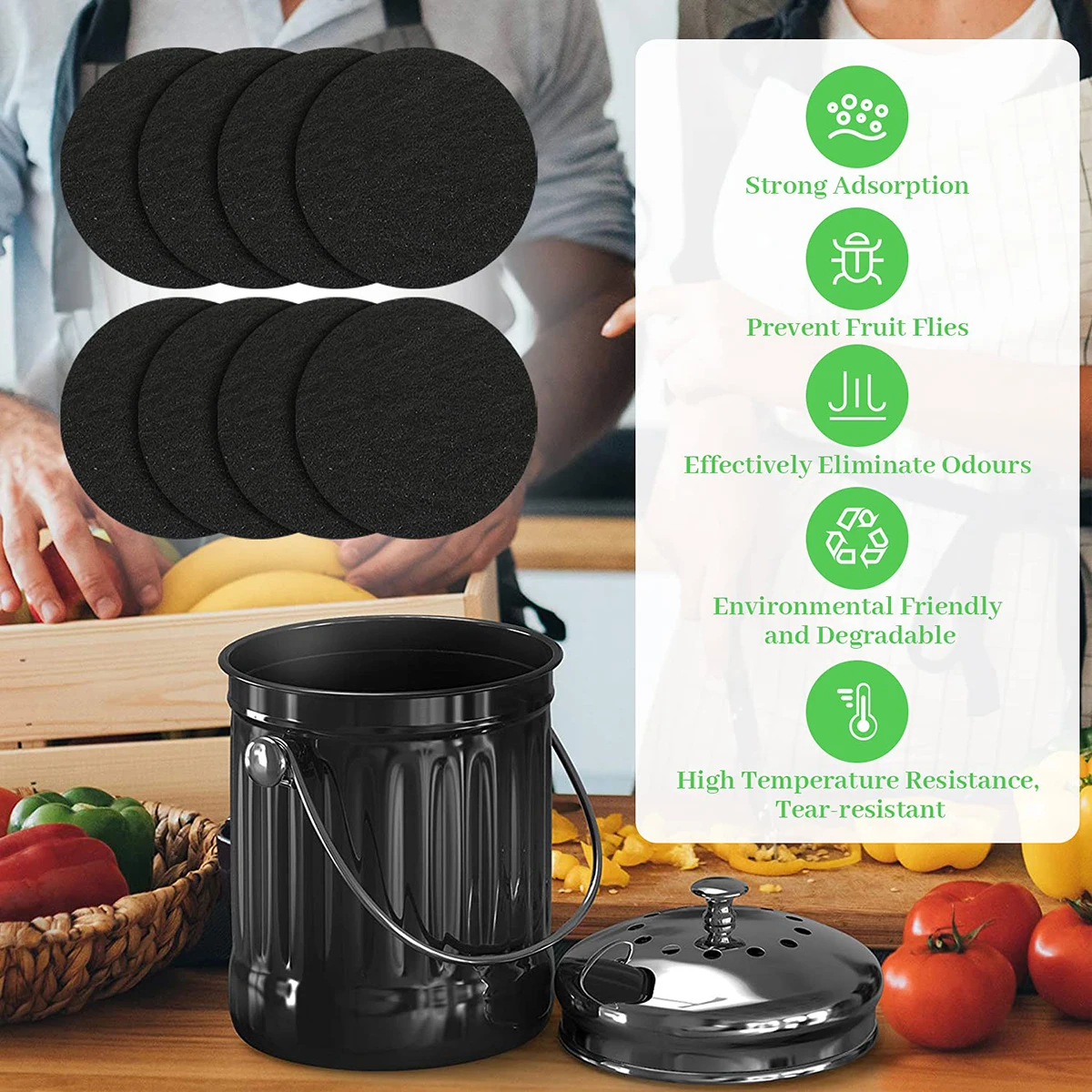 Deodorizing Filter Round Compost Bin Activated Carbon Filter Cotton Round Activated Carbon Cotton Round Deodorizing Filter Disc