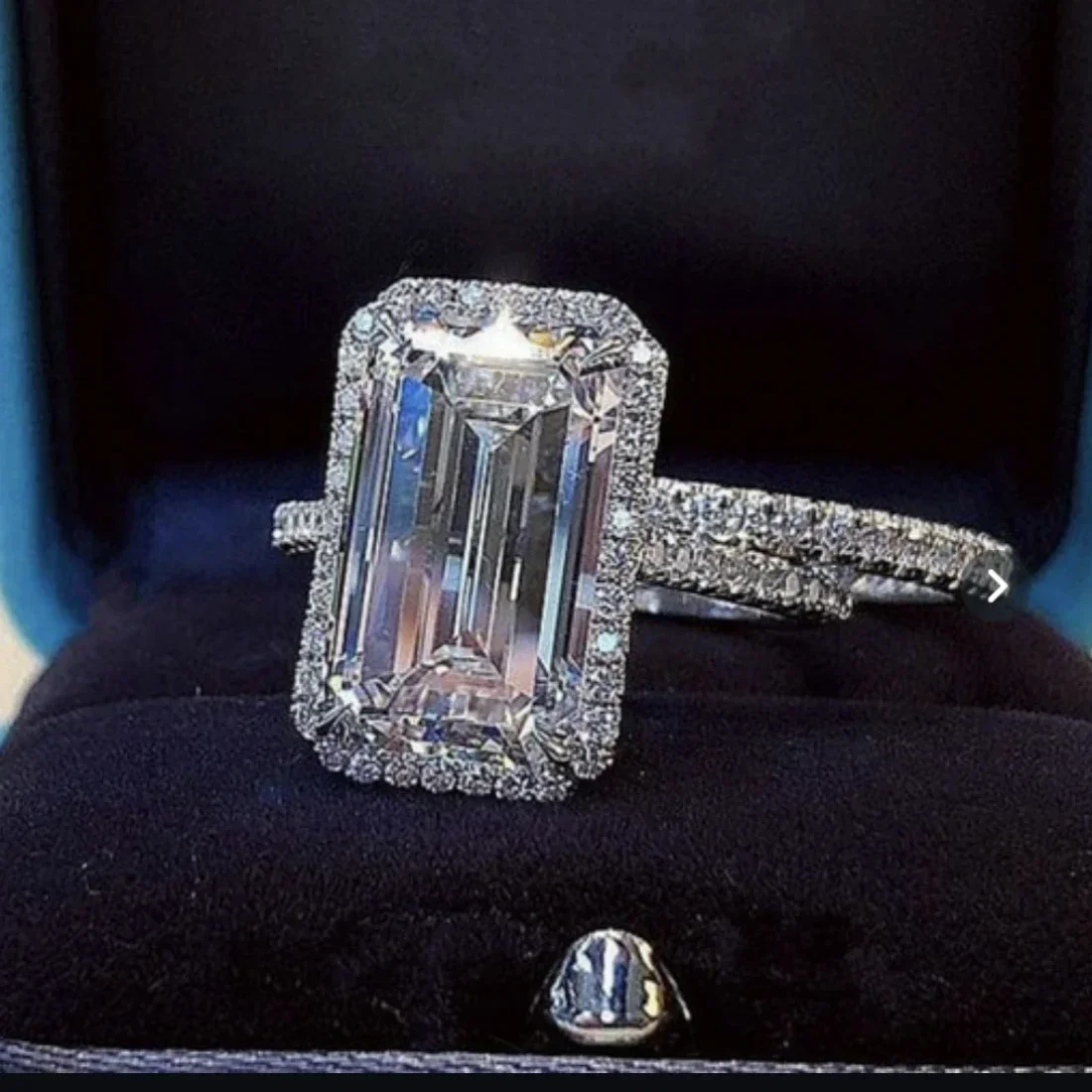 Luxury 925 sterling Silver Engagement Wedding Rings for Women Emerald cut 3CT Simulated Diamond Platinum Jewelry